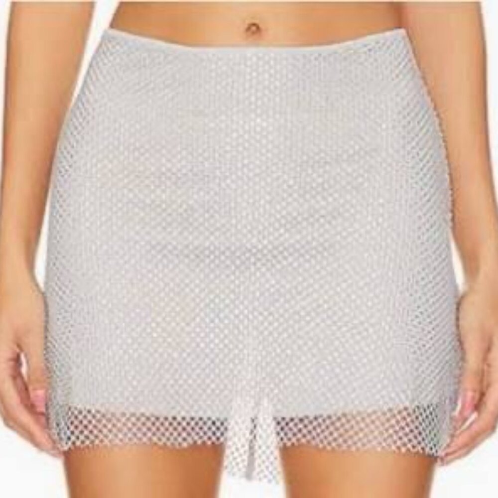 WeWoreWhat Silver Mesh Midi Skirt